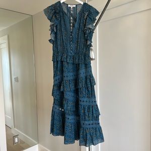 Sea Maxi Dress -  Blue with yellow flower print